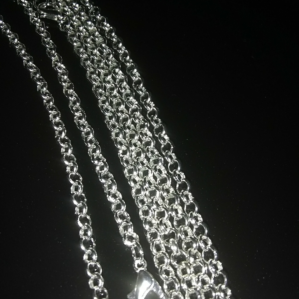 3 Pack - New 32" Silver Plated Rolo Chain Necklace - Picture 2 of 5